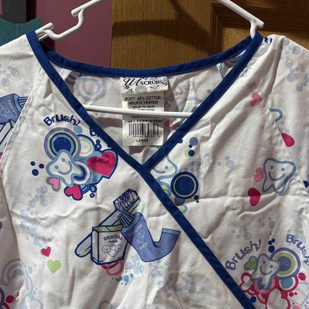 UA Scrubs White and Blue Women's Top
